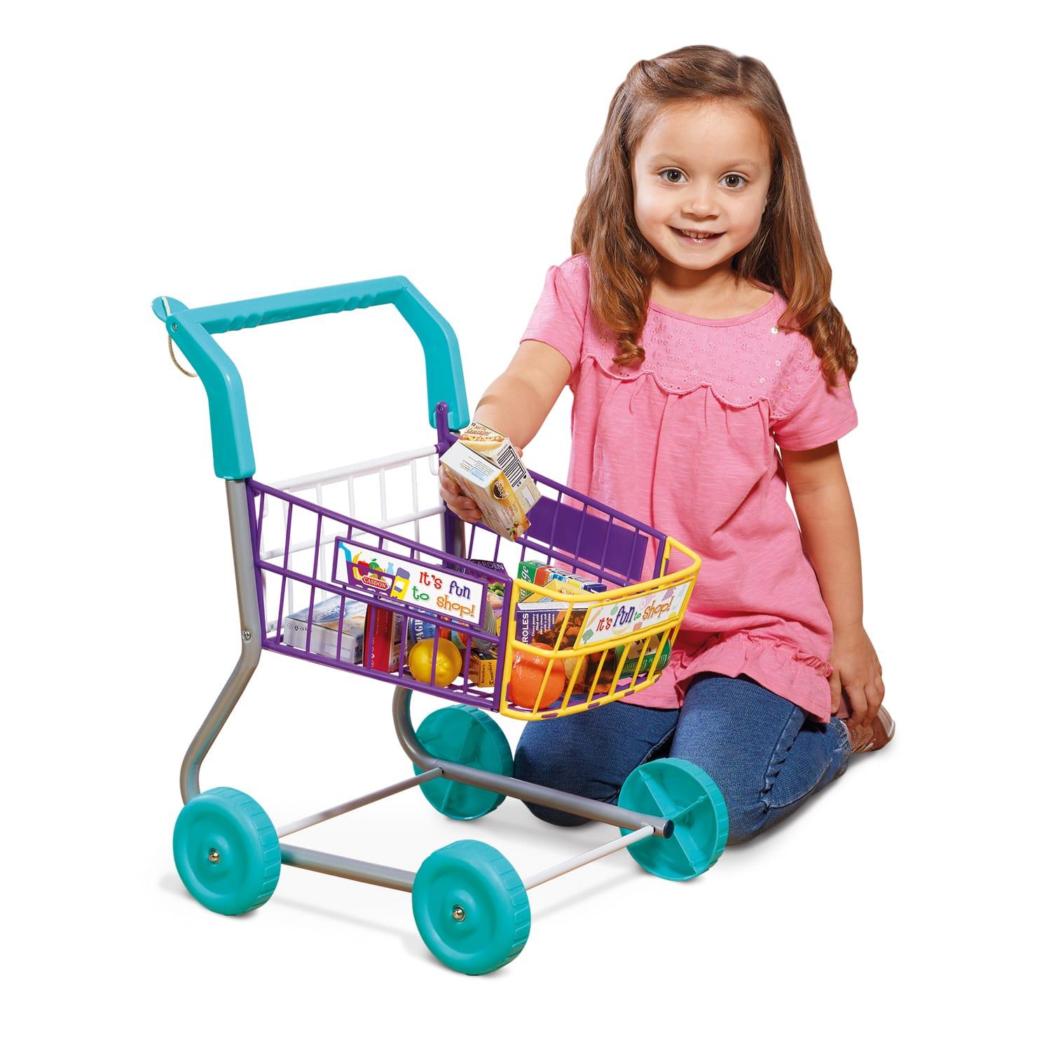 Kids Toy Role Play Childrens Supermarket Trolley Groceries Money