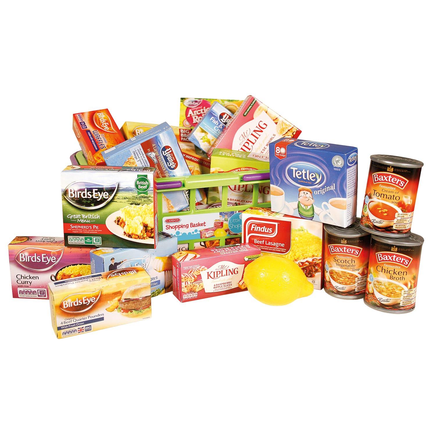 Casdon Shopping Basket Pretend Grocery Roleplay Set with Play Food 