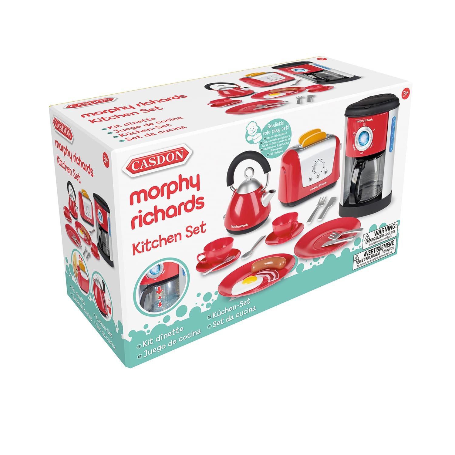 Casdon Little Cook Morphy Richards Red Replica Kitchen Toaster & Kettle Set Toy 