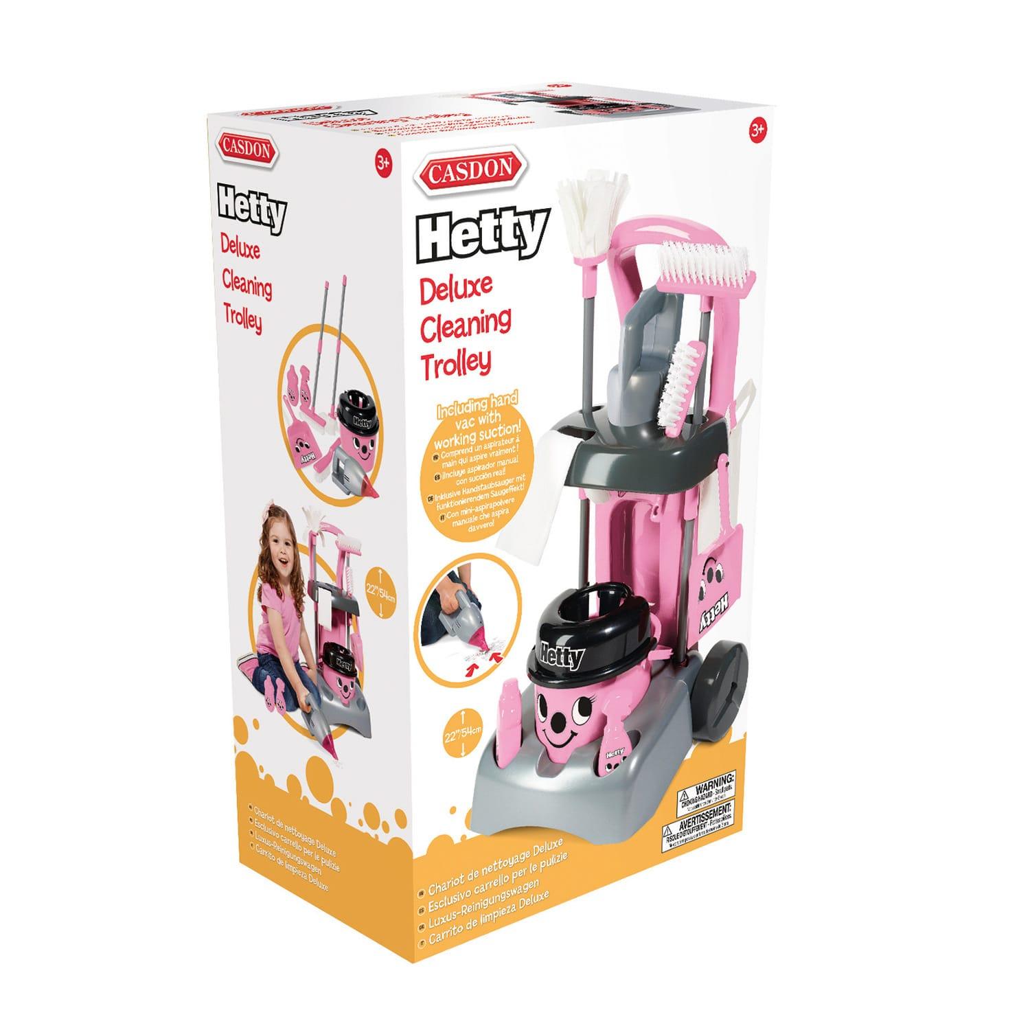Casdon Little Helper Hetty Hoover & Trolley Cleaning Toy Set Playset Bundle 