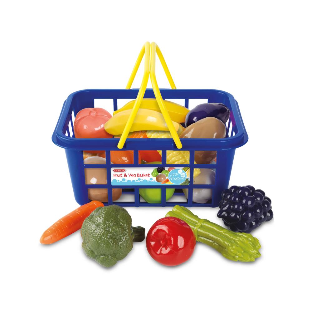Casdon 628 Toy Play Shopping Basket With Branded Play Food NEW 